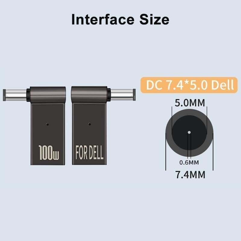 NÖRDIC USB-C–kannettavan lataussovitin, USB-C–DC-liitin, 100W PD, DC 7,4×5,0mm DELL-kannettaville