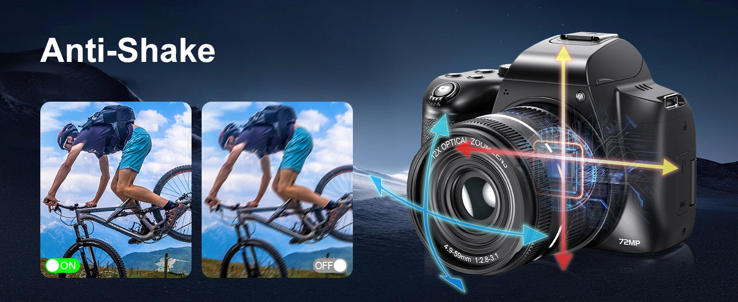 NÖRDIC Digitaalikamera 4K 64 MP WiFi-yhteydellä, 10× optinen zoom, vloggauskamera YouTubeen, automaattitarkennus, kompakti kamera