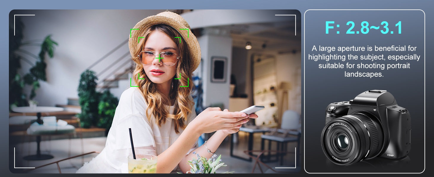 NÖRDIC Digitaalikamera 4K 64 MP WiFi-yhteydellä, 10× optinen zoom, vloggauskamera YouTubeen, automaattitarkennus, kompakti kamera