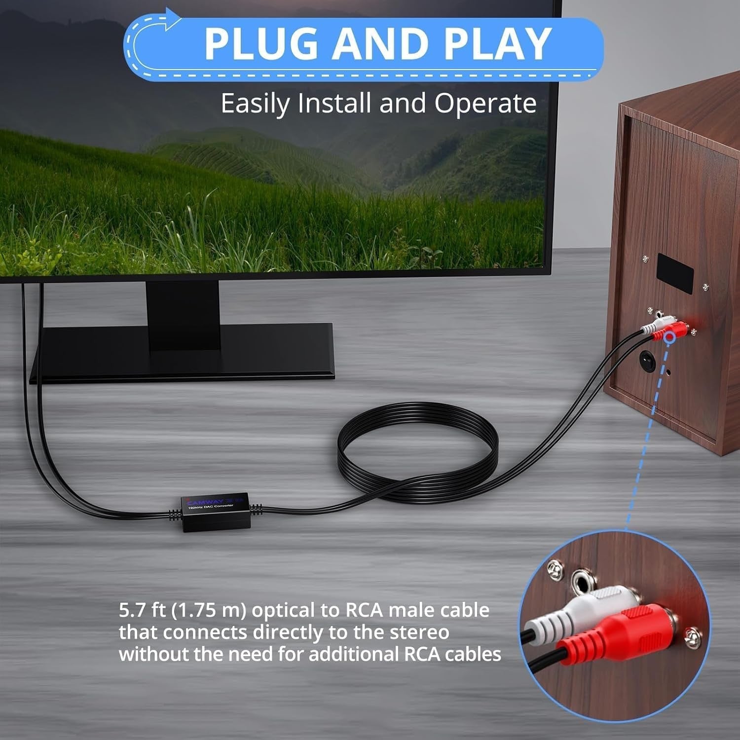 NÖRDIC Digitaalinen–Analoginen Äänimuunnin, Optinen/SPDIF RCA:ksi 192kHz DAC