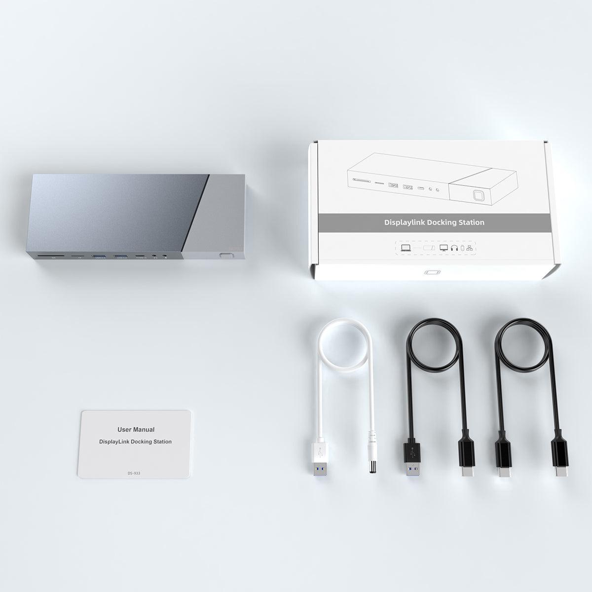 NÖRDIC DisplayLink USB-A- ja USB-C-telakointiasemat 1–15 kolmelle näytölle 3xHDMI 4K30Hz Mac M1 M2 Thunderbolt 3 & 4:lle