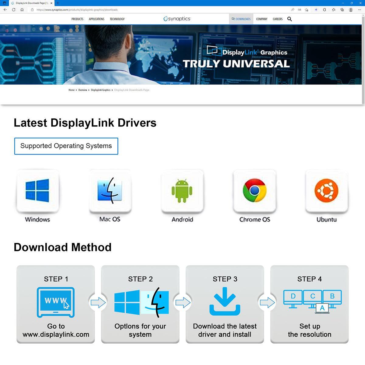 NÖRDIC DisplayLink USB-A- ja USB-C-telakointiasemat 1–15 kolmelle näytölle 3xHDMI 4K30Hz Mac M1 M2 Thunderbolt 3 & 4:lle