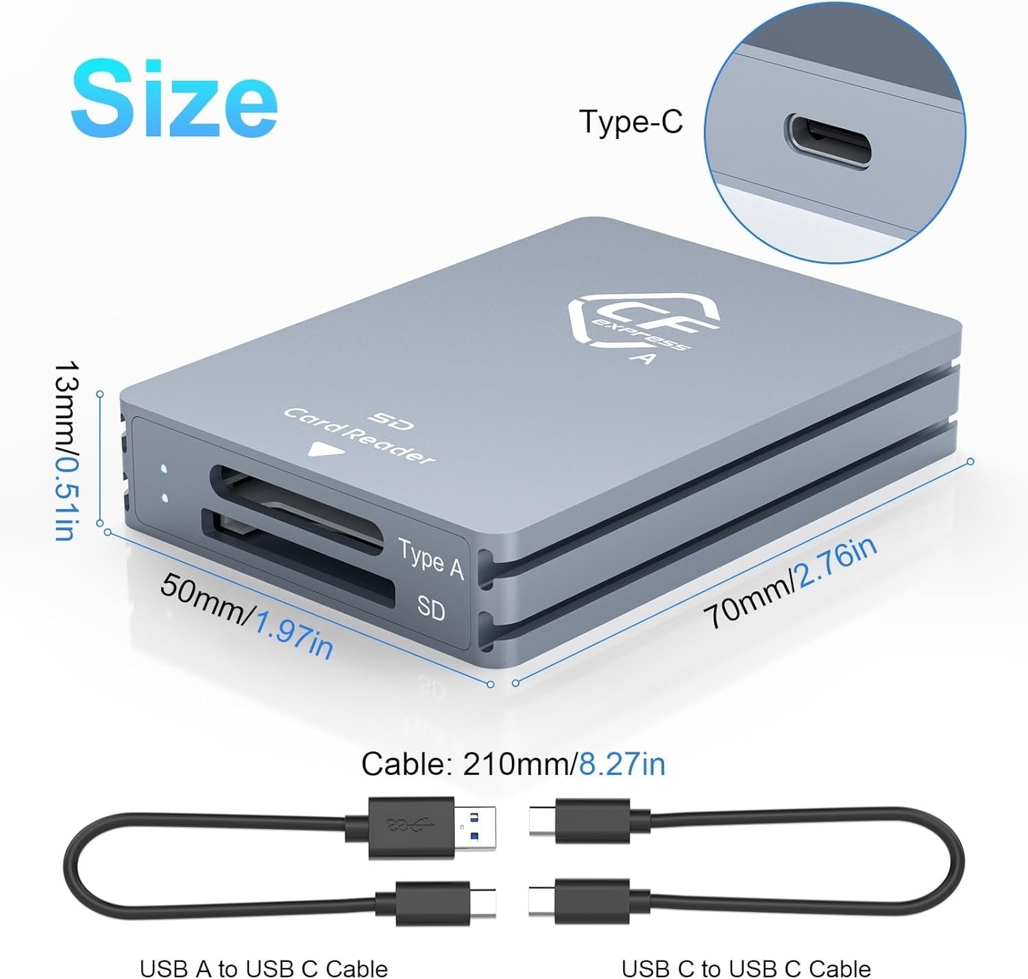 NÖRDIC Dual-Slot CFexpress Type A ja SD-kortinlukija, USB 3.2 Gen 2 10Gbps Windows/Mac/Linux/Android