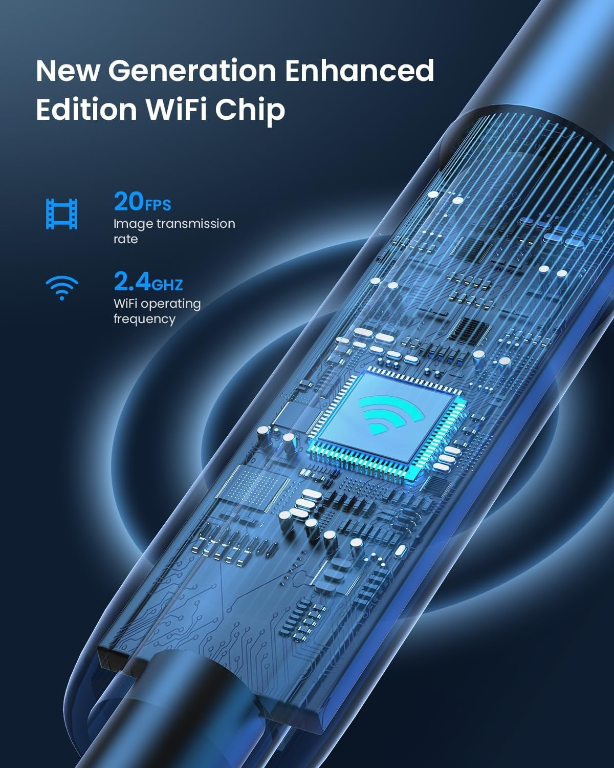 NÖRDIC Endoskooppikamera matkapuhelimeen valolla, 1080P HD, 8 LED-valoa, vedenpitävä IP67, ei WiFi-yhteyttä vaadita, Android ja iOS