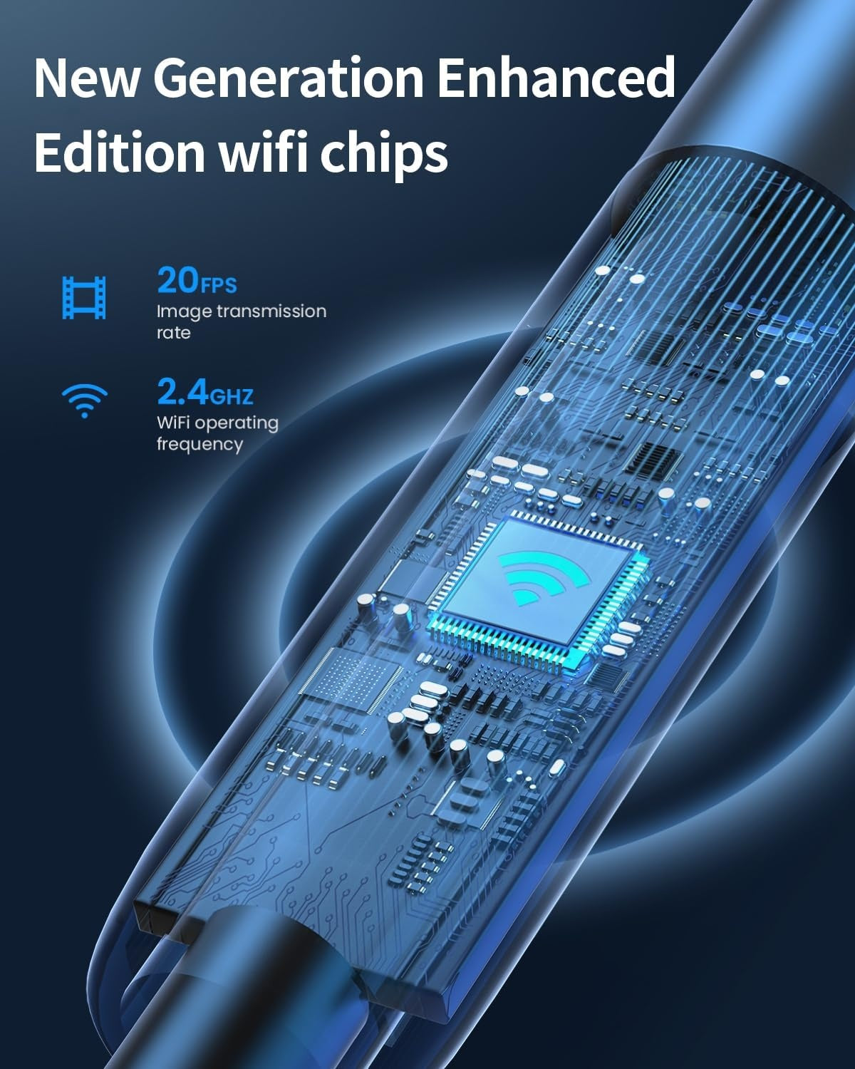 NÖRDIC Endoskooppikamera kaksoislinssillä matkapuhelimeen valolla, 1080P HD, 8 LED-valoa, vedenpitävä IP67, ei WiFi-yhteyttä vaadita, Android ja iOS