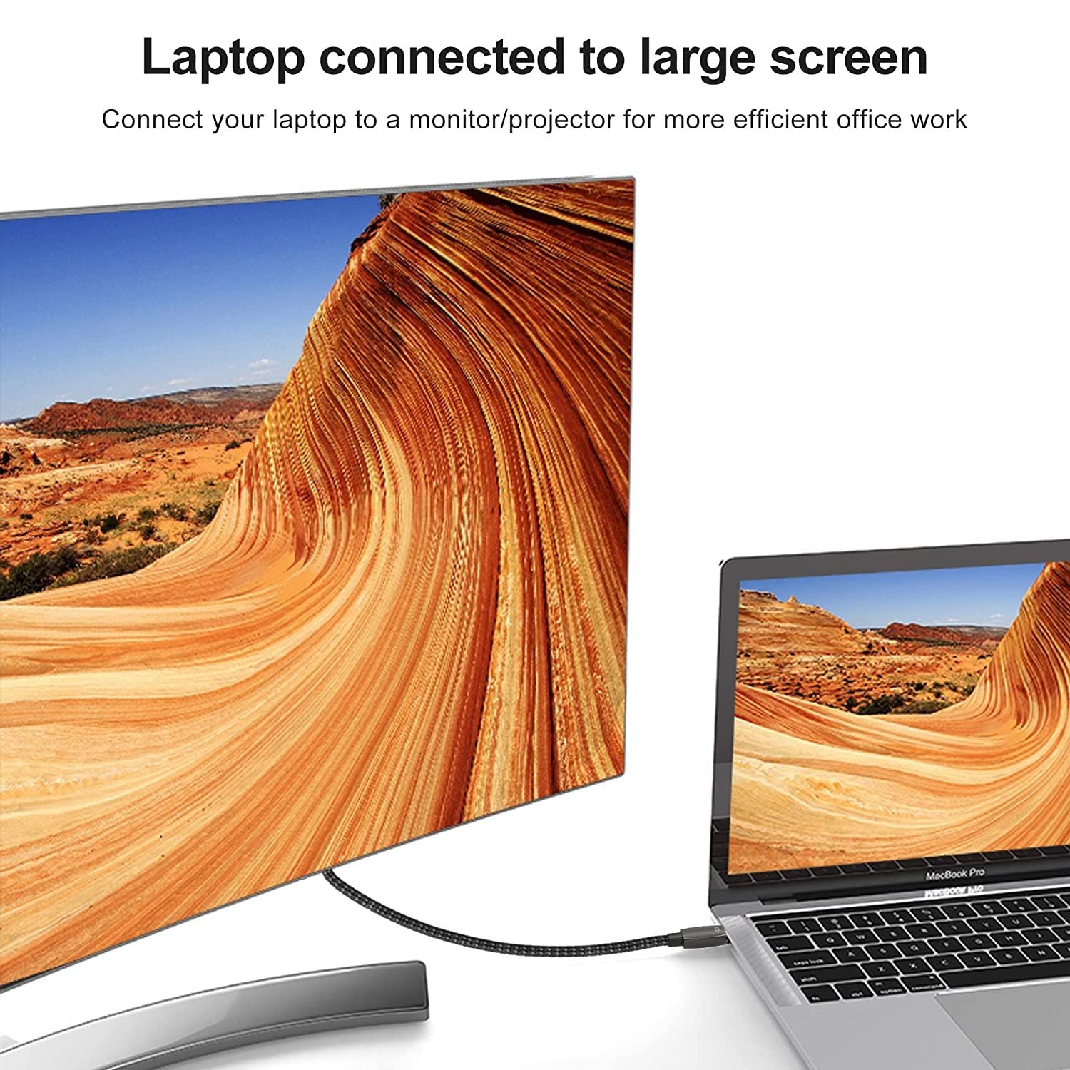 NÖRDIC Fiber AOC 10m USB-C – HDMI 2.1 -kaapeli, 8K@60Hz, 4K@120Hz, 48Gbps, HDR, yhteensopiva Thunderbolt 3- ja 4-laitteiden kanssa