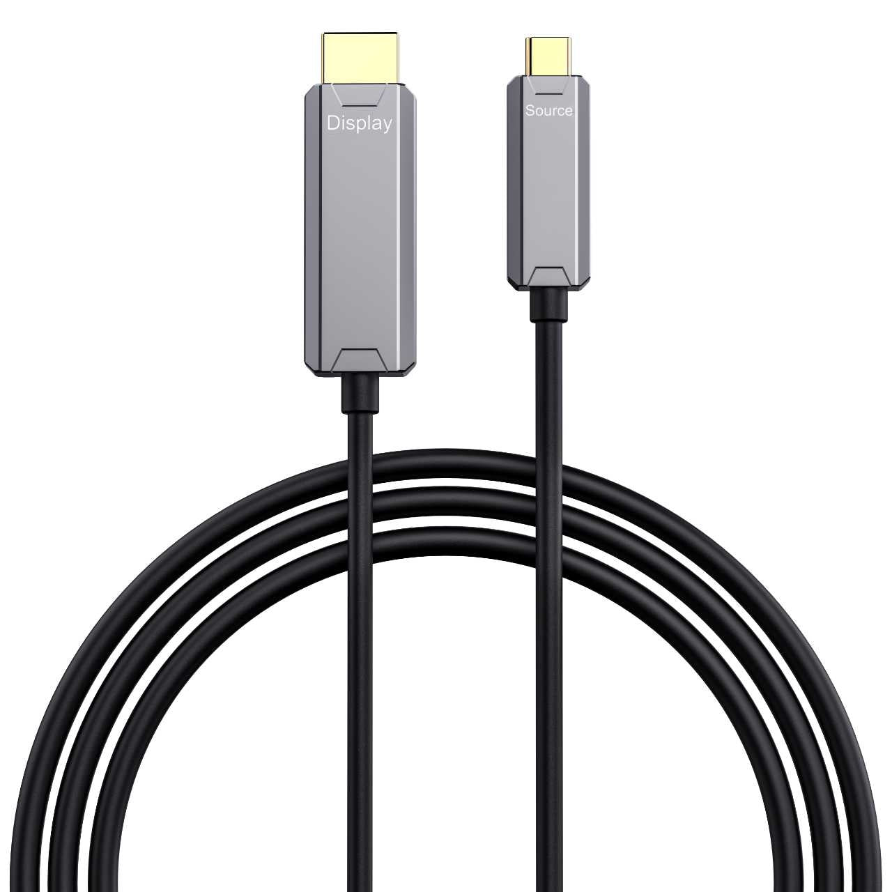 NÖRDIC Fiber AOC 10m USB-C – HDMI 2.1 -kaapeli, 8K@60Hz, 4K@120Hz, 48Gbps, HDR, yhteensopiva Thunderbolt 3- ja 4-laitteiden kanssa