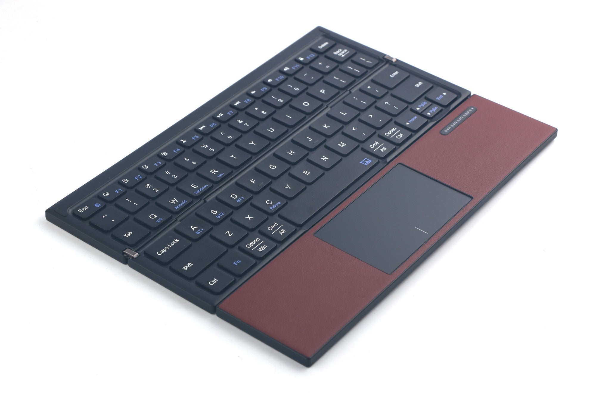 NÖRDIC taitettava Bluetooth-näppäimistö kosketuslevyllä iOS-, Android-, Windows-, kannettavaan tietokoneeseen, PC:hen, tablettiin ja älypuhelimeen, US-asettelu