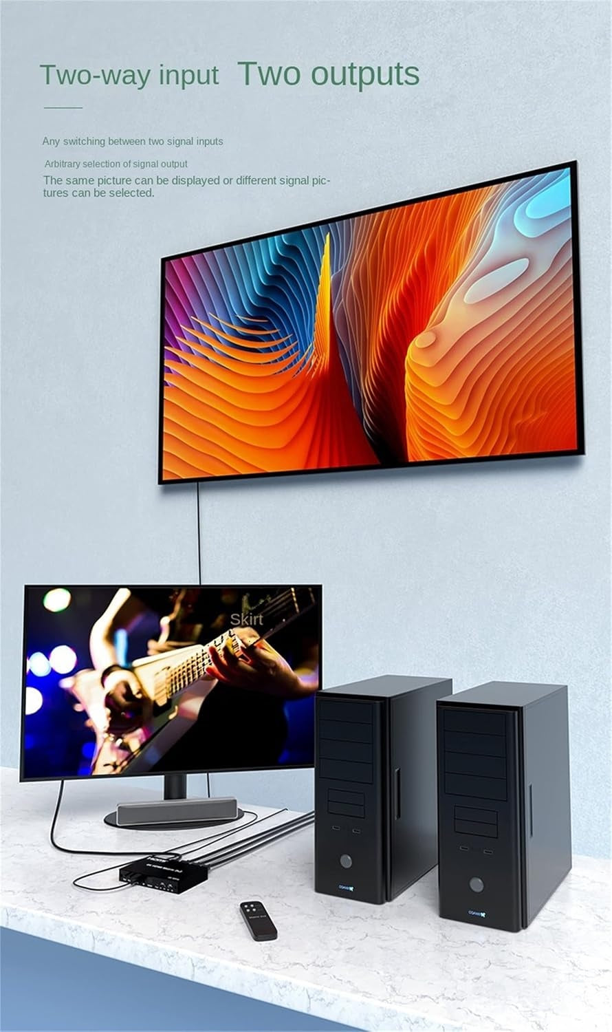 NÖRDIC HDMI 4K 60Hz Matrix switch 2x2 3D Video Toslink Stereo EDID