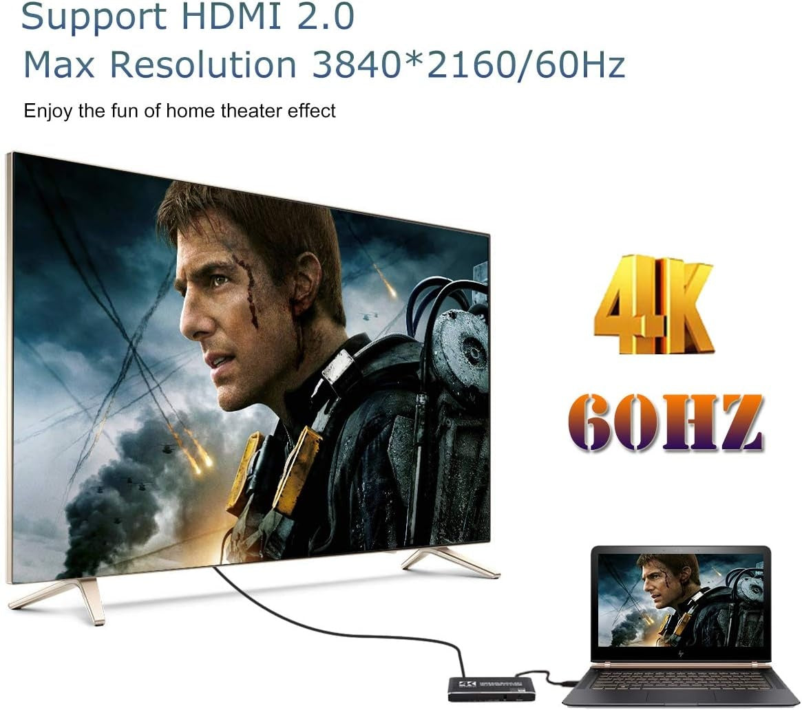 NÖRDIC HDMI 2.0 4x1 kytkin 4K60Hz kaukosäätimellä