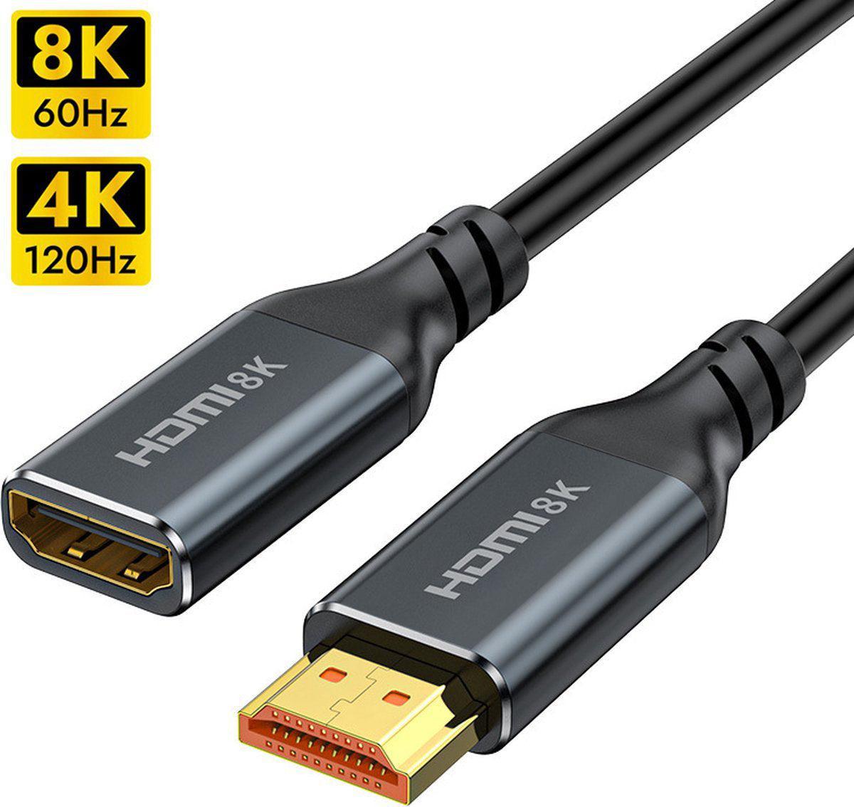 NÖRDIC HDMI 8K60Hz 4K 120Hz jatkojohto uros-naaras 20cm HDMI2.1 48Gbps