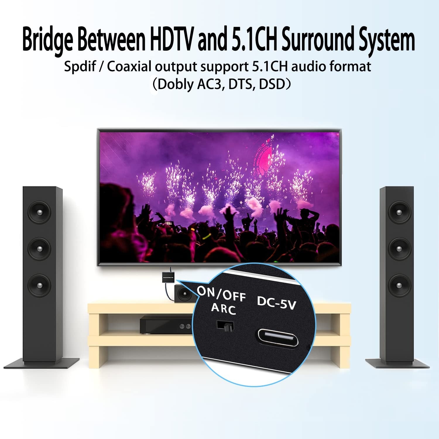 NÖRDIC HDMI ARC/eARC Extractor SPDIF, Koaksiaalinen, 3,5 mm