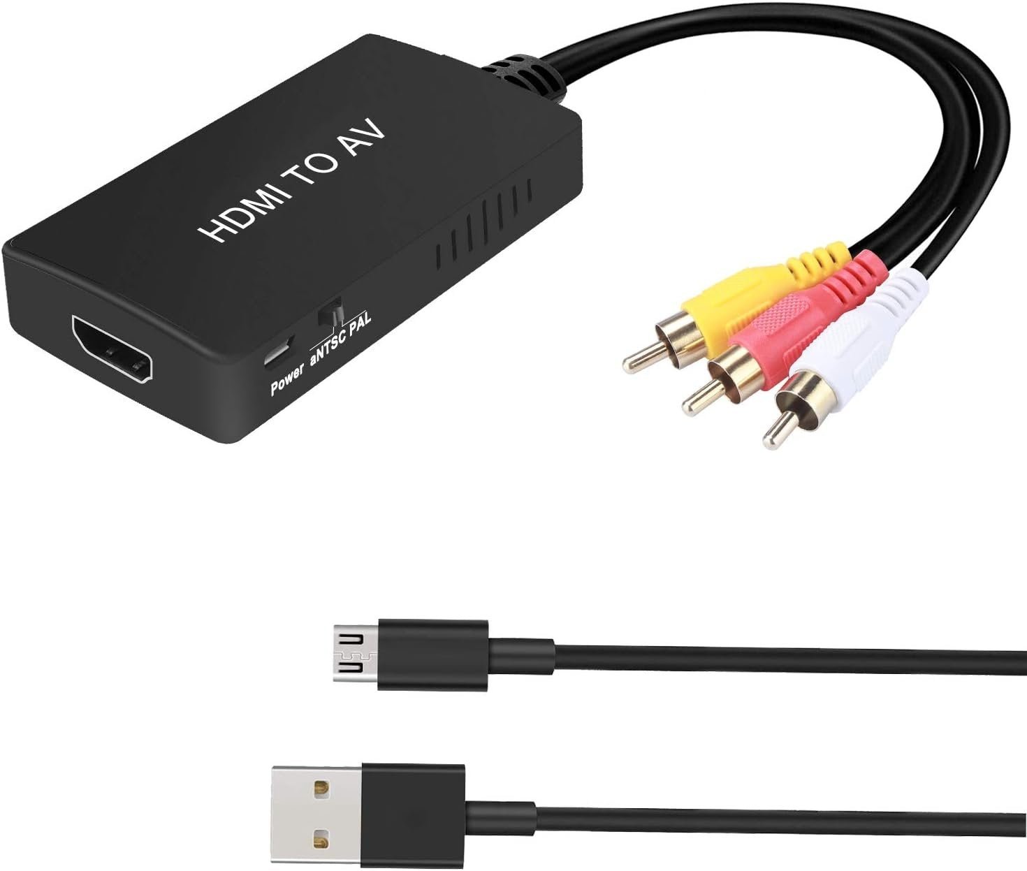 NÖRDIC HDMI–AV 3x RCA CVBS komposiittivideosovitin äänellä, tarkkuus enintään 1080p, 1 m