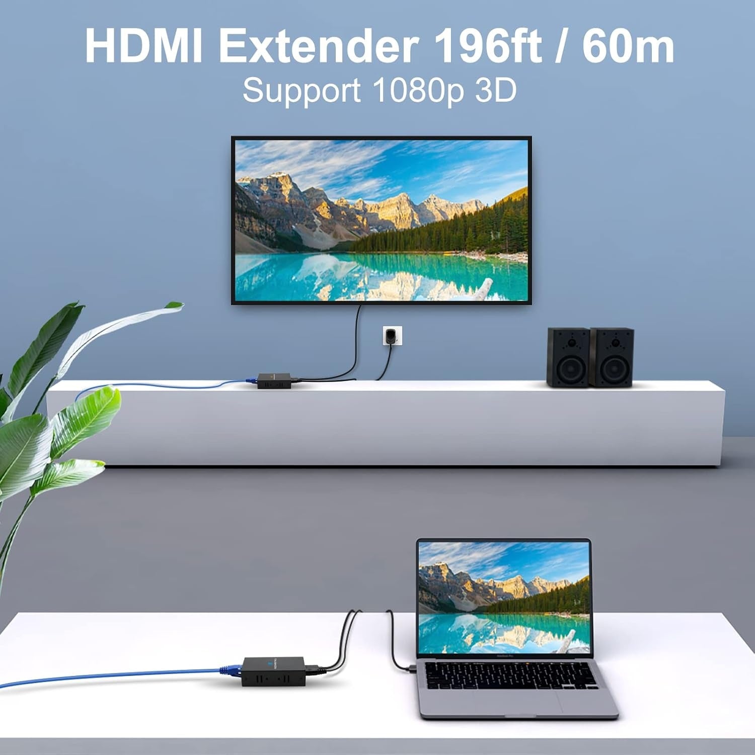 NÖRDIC HDMI-jatkaja Cat5e/6-kaapelin yli, tuki 3D:lle, 1080p/60Hz ja IR