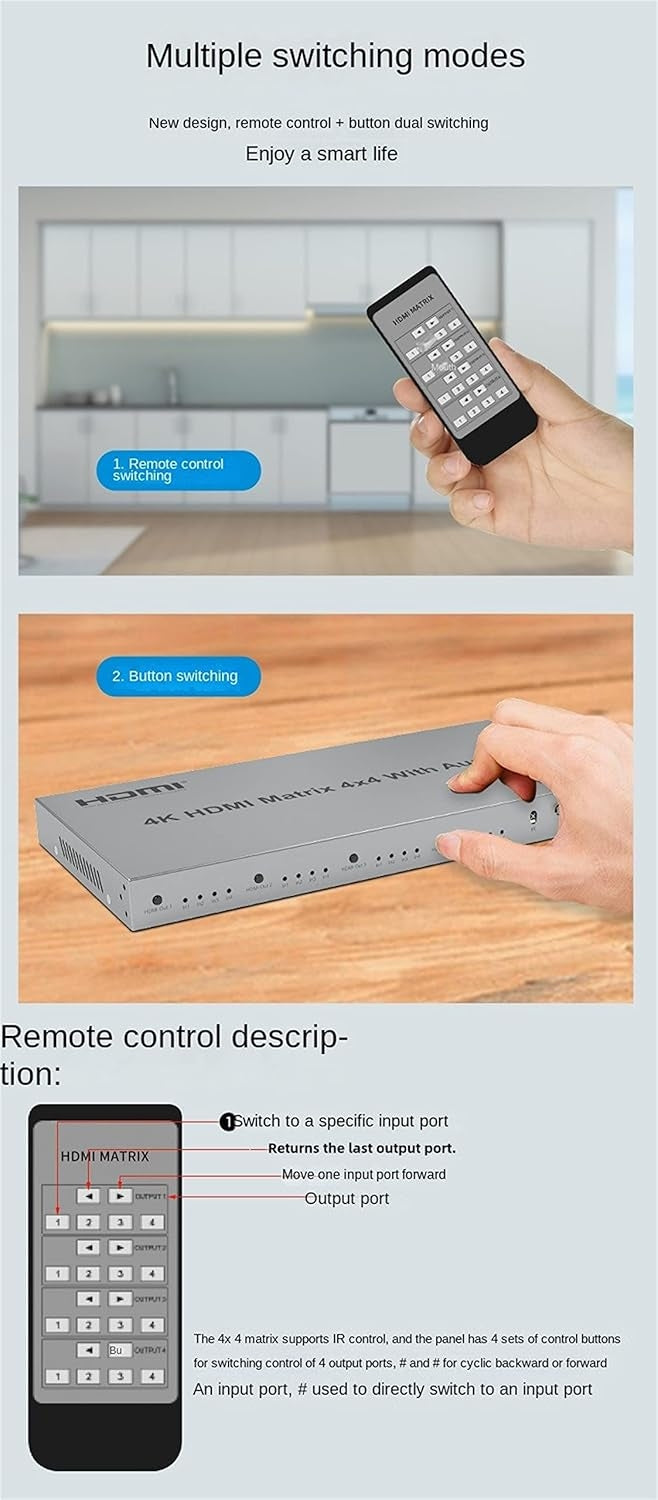 NÖRDIC HDMI Matrix 4x4 switch 4K 60Hz with audio