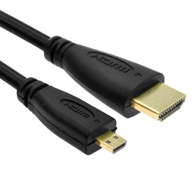 NÖRDIC HDMI Micro–HDMI -kaapeli, 1 m, High Speed HDMI Ethernet, Type A–Type D uros–uros, musta