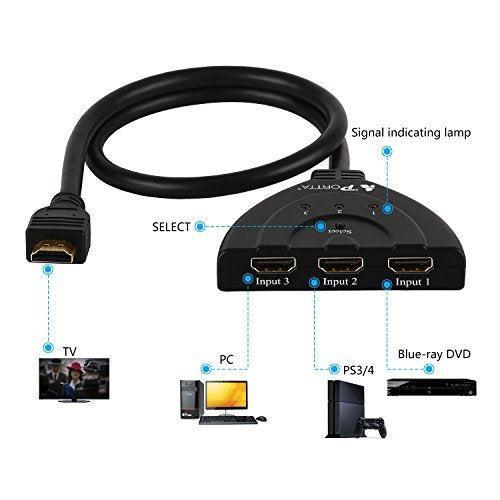 NÖRDIC HDMI Pigtail-kytkin 3–1, UHD 4Kx2K 60 Hz -tuki, HDCP, 3D, Dolby, DTS