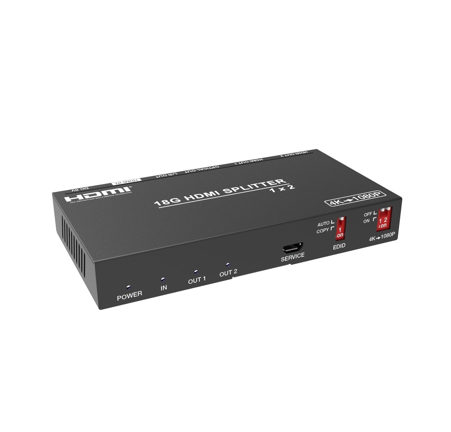 NÖRDIC 4K HDMI 2.0b Splitter 1-2 & Extractor optinen SPDIF & Stereo HDR EDID Dolby True HD, Digital Plus, DTS-HD Master