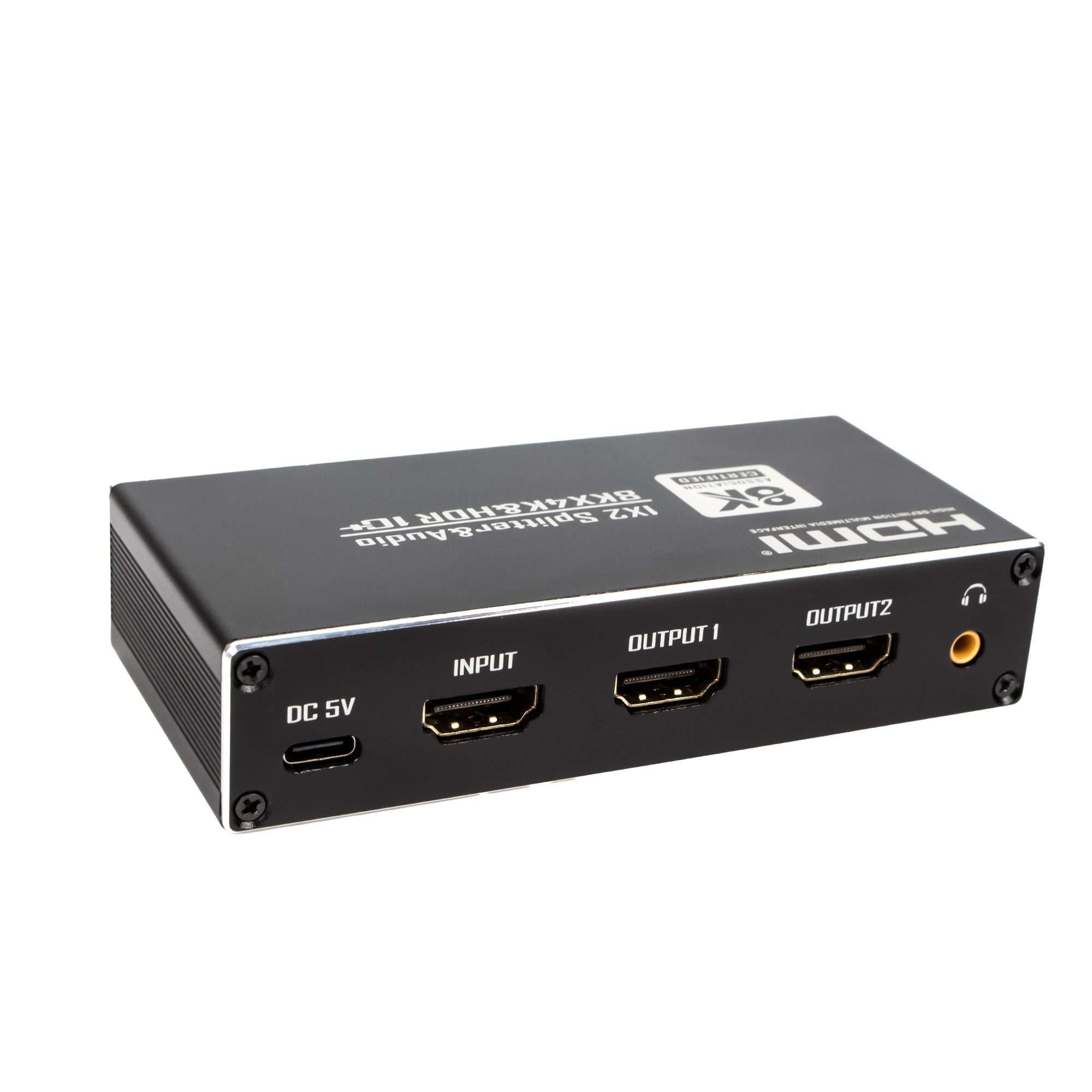 NÖRDIC HDMI 2.1 Splitter 8K60Hz 1–2 sisäänrakennetulla extractorilla SPDIF/koaksiaali/stereoäänelle