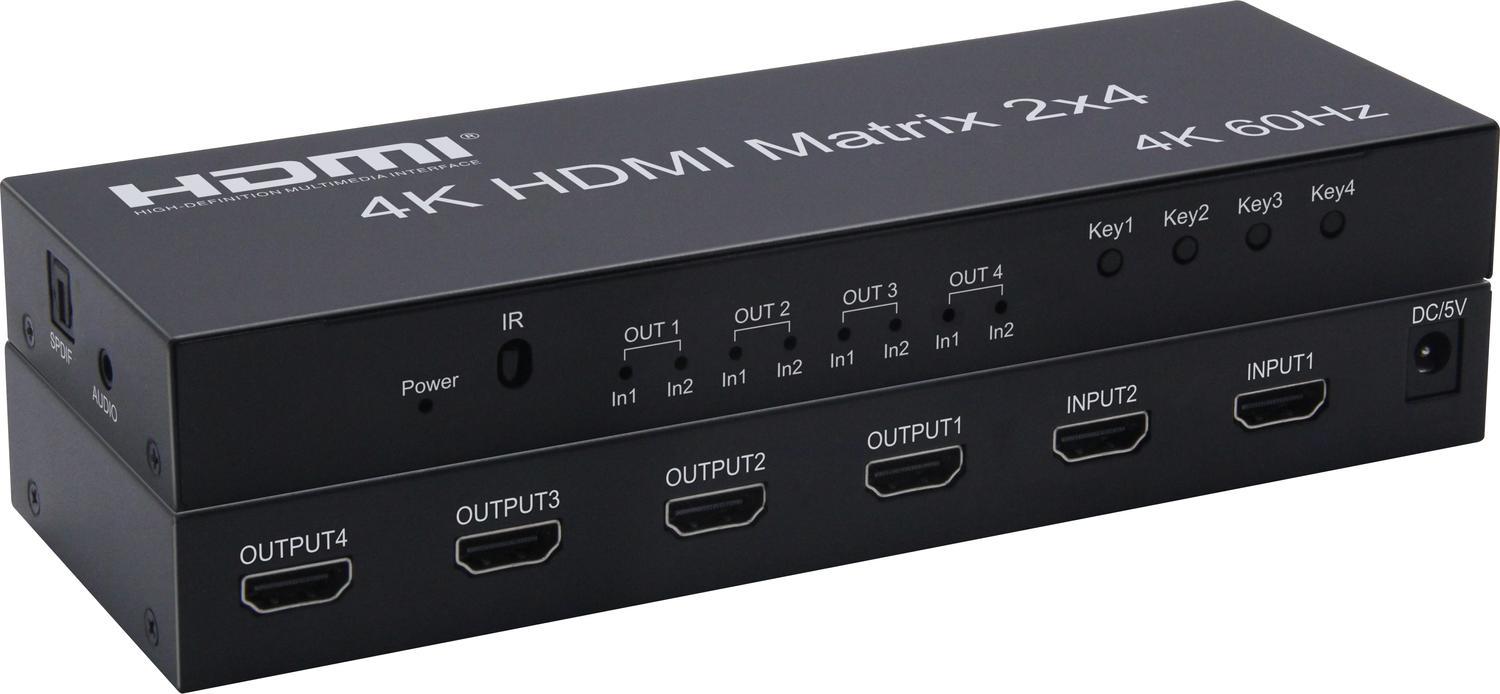 NÖRDIC HDMI Switch 2-4 Audio Extractorilla, 4Kx2K 60Hz, HDCP 2.2