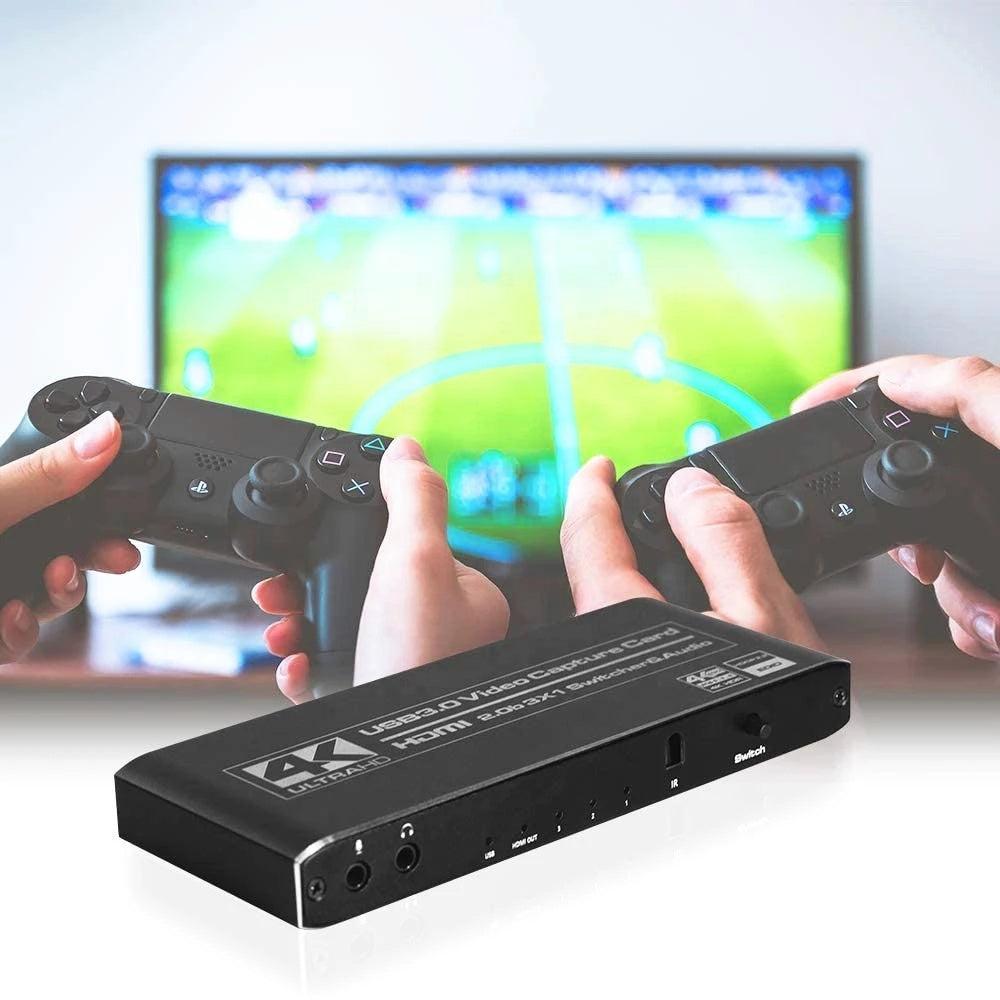 NÖRDIC HDMI Switch 3 to 1 videokaappauskortilla HDMI2.0 4K60Hz USB3.1 mikrofoni ja äänilähtö HDMI signaalisilmukkalähtö HDR HDCP2.2 EDID RGB8: 8:8