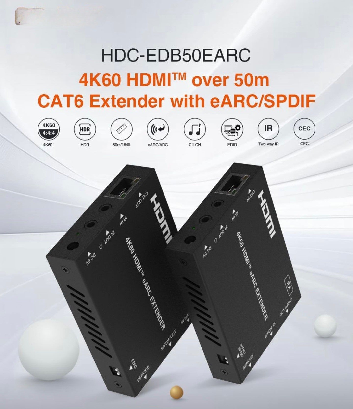 NÖRDIC HDMI eARC/SPDIF-jatkaja 4K60Hz 50m