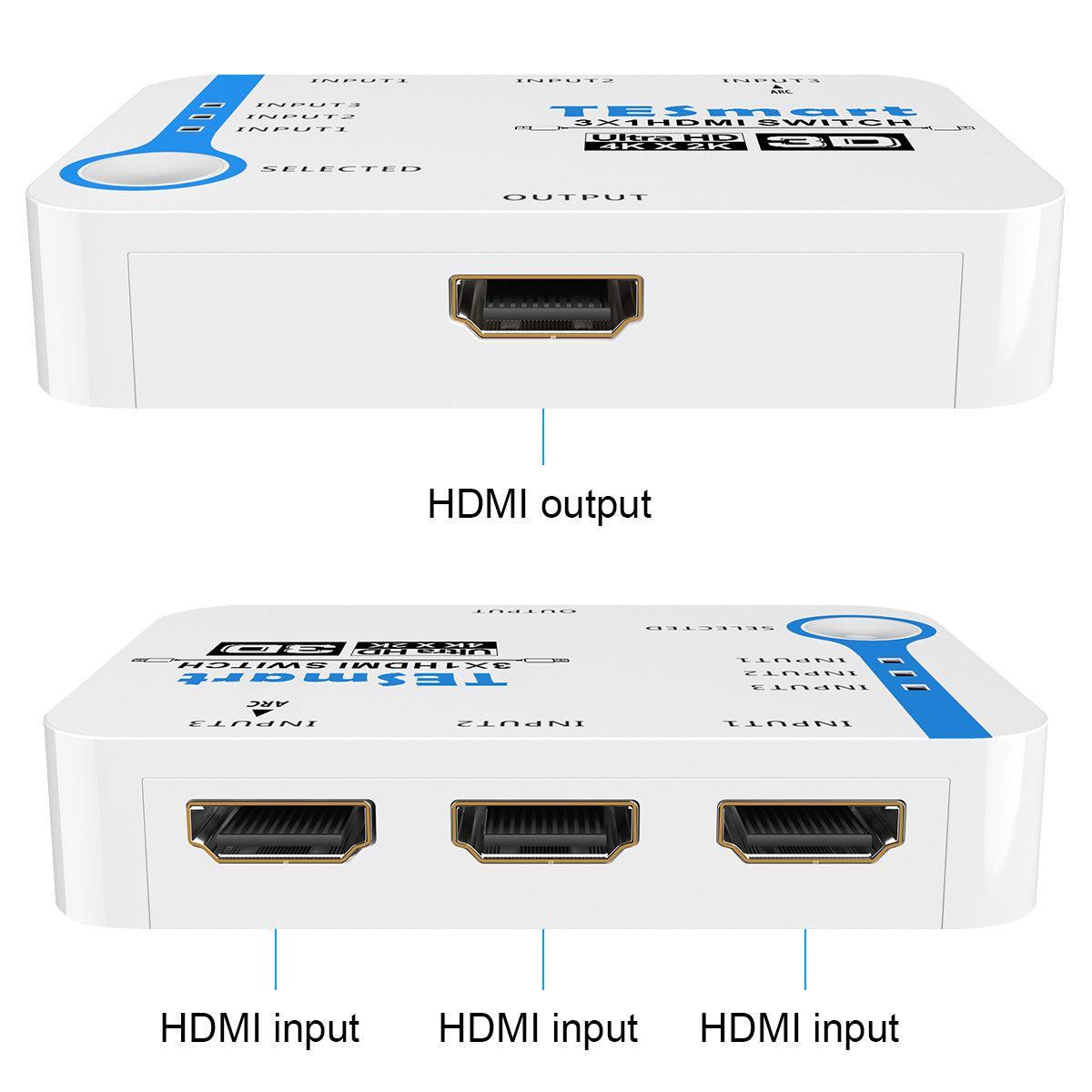 NÖRDIC HDMI-kytkin, 3–1-tuki, 4K 30 Hz, Full HD1080p, 3D ARC, 10,2 Gb/s