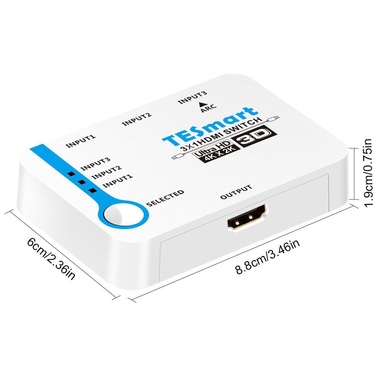 NÖRDIC HDMI-kytkin, 3–1-tuki, 4K 30 Hz, Full HD1080p, 3D ARC, 10,2 Gb/s