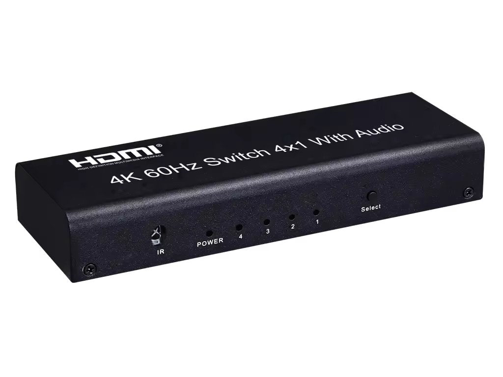 NÖRDIC HDMI-kytkin 4–1 Ultra HD 4K 60 Hz 4:4:4, HDCP 2:2 HDR10 SPDIF ja stereo Dolby DTS HD PS3/4/5, Xbox, Chromecast, Nintendo Switch