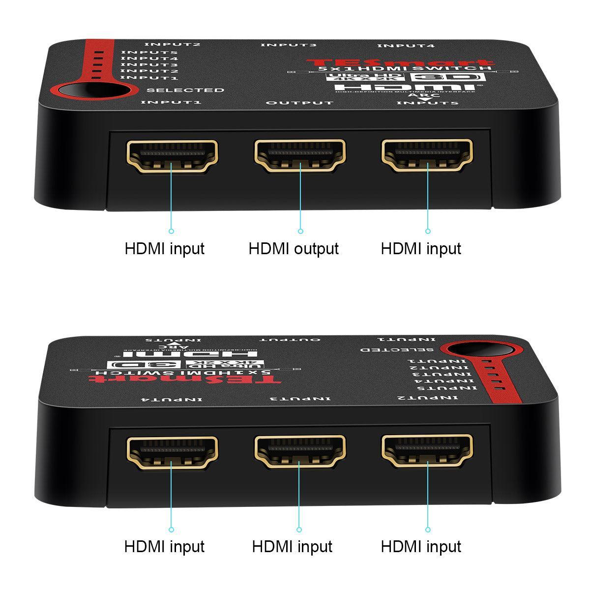 NÖRDIC HDMI-kytkin, 5–1-tuki, 4K 30 Hz, Full HD 1080p, 3D ARC, 10,2 Gb/s