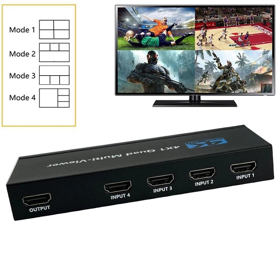 NÖRDIC HDMI skaalauskytkin 4-1 Multiviewerilla 4K30hz HDCP1.4