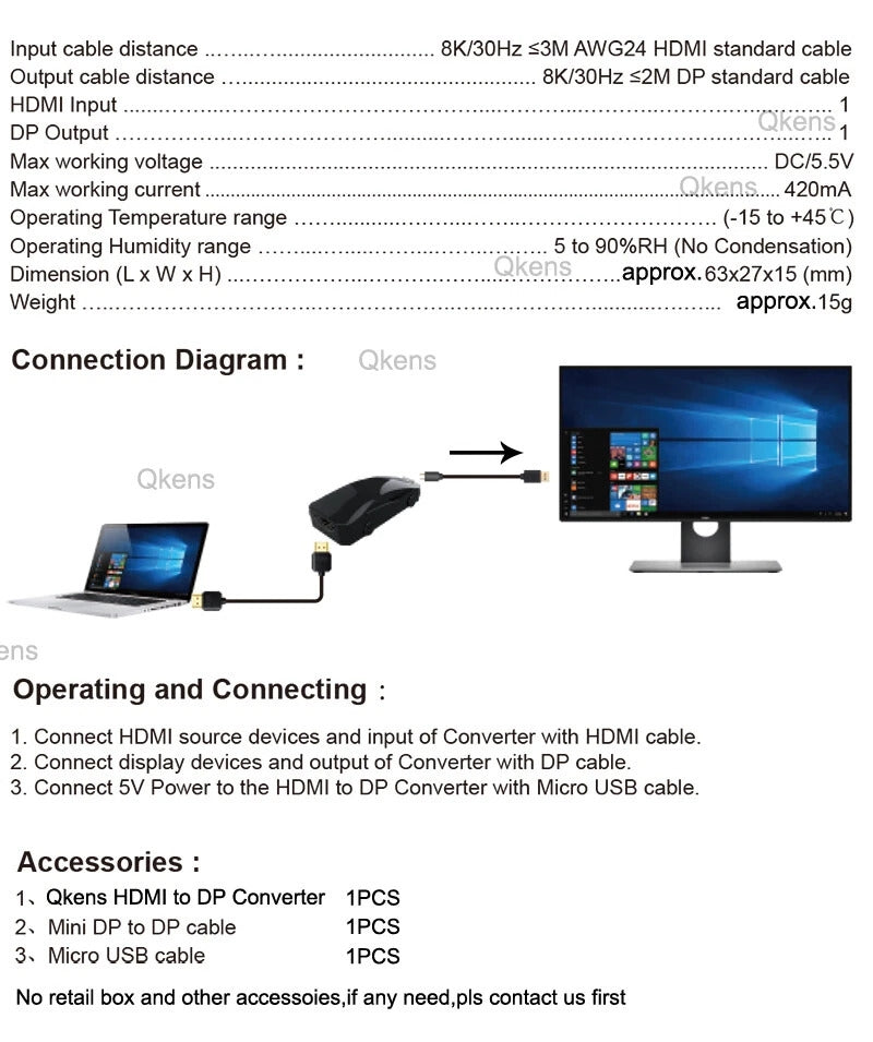 NÖRDIC HDMI to DP Convertor 8K30Hz