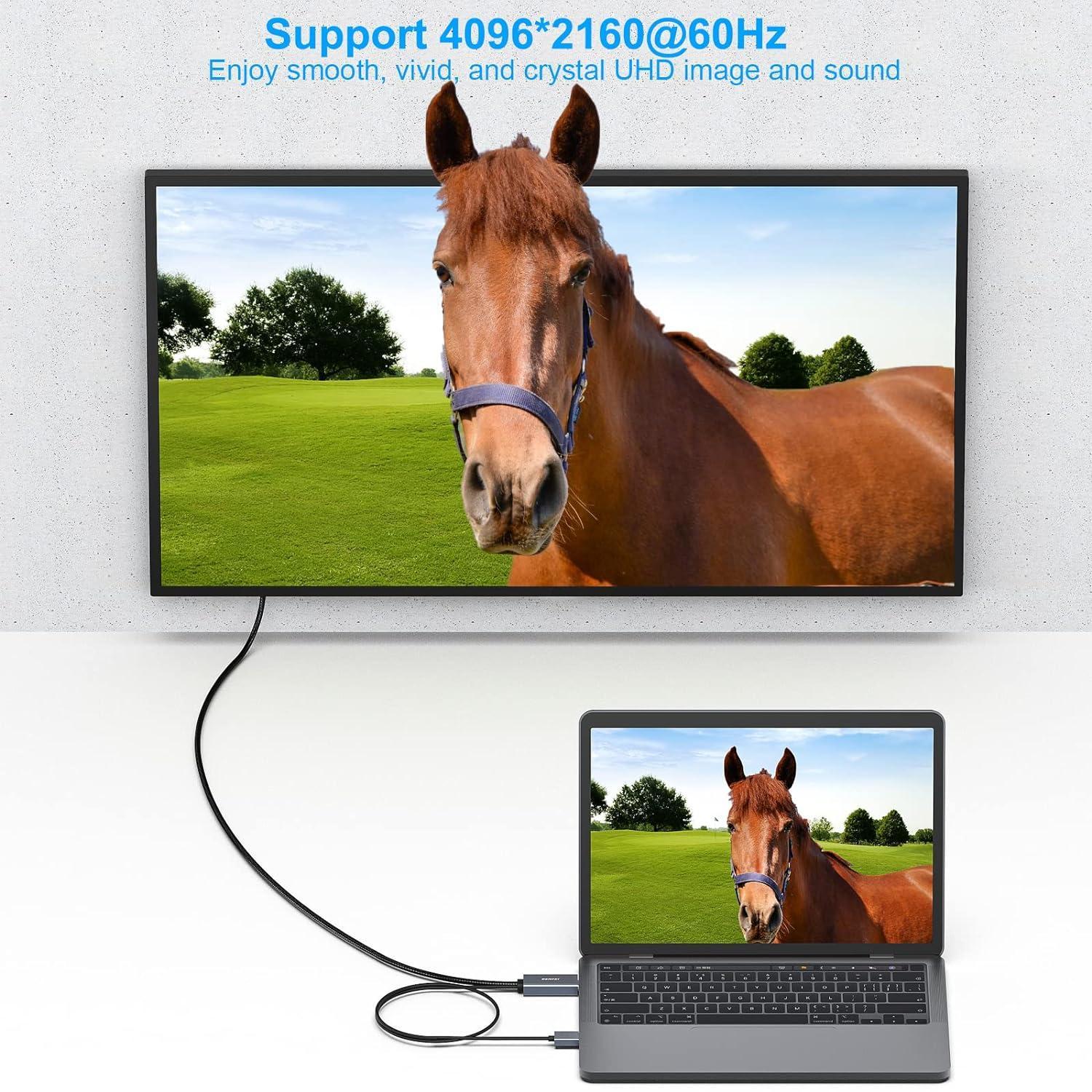 NÖRDIC HDMI-Displayport-kaapeli 50cm 4K60Hz 18Gbps