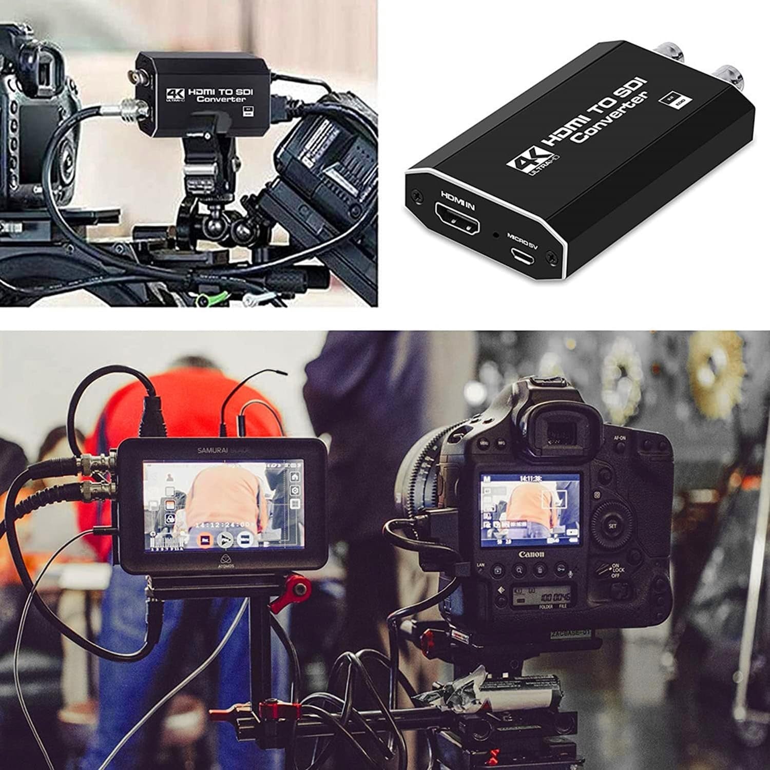 NÖRDIC HDMI–SDI-muunnin 1080P HD-SDI Automaattinen formaatin tunnistus Laajennin kameralle CCTV