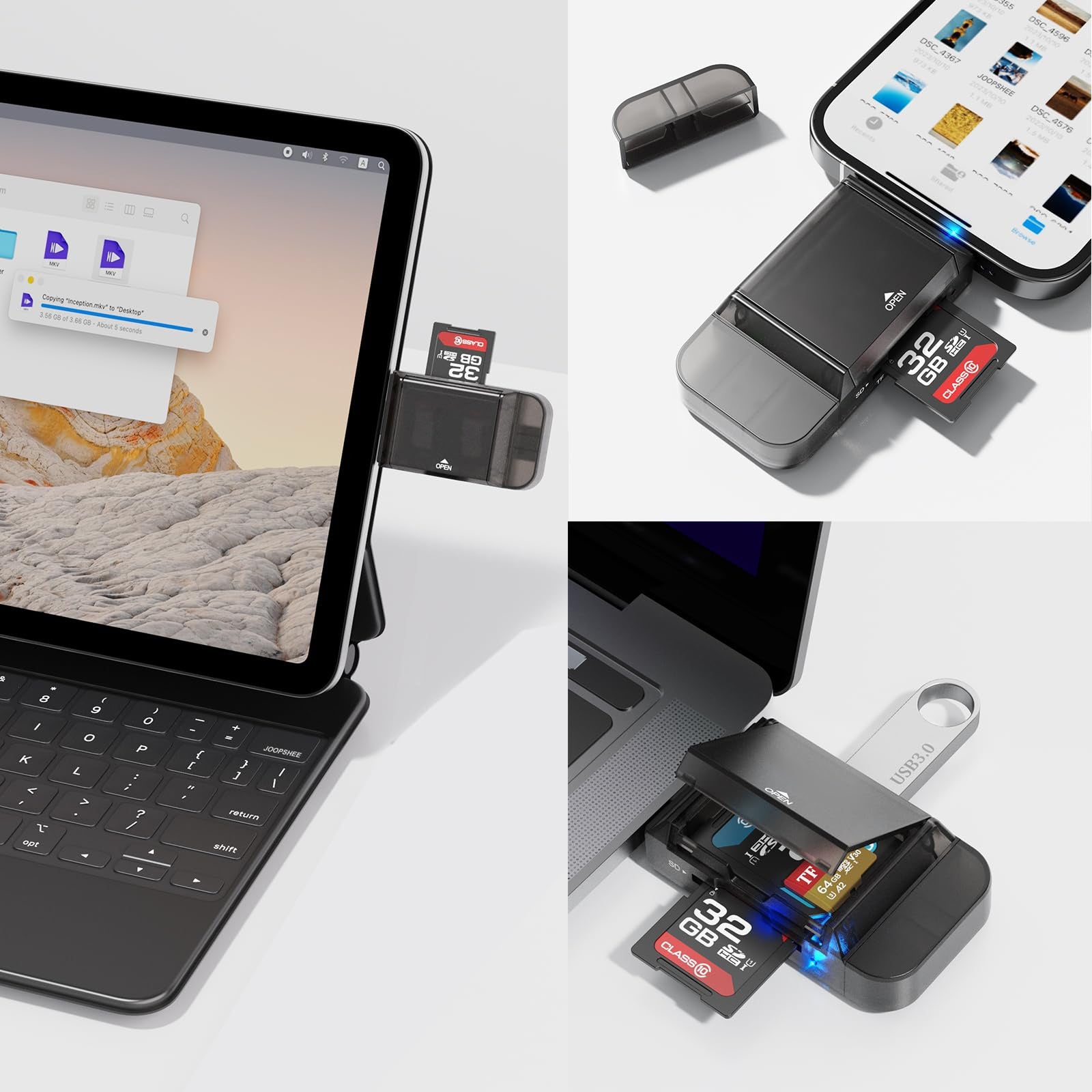 NÖRDIC ISB-A & USB-C card redaer SD Micro SD och USB-A OTG UHS-I