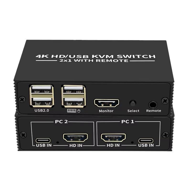 NÖRDIC KVM Switch 2-1 HDMI 2.0 ja 4xUSB Xboxille, PS5:lle, kannettavalle tietokoneelle