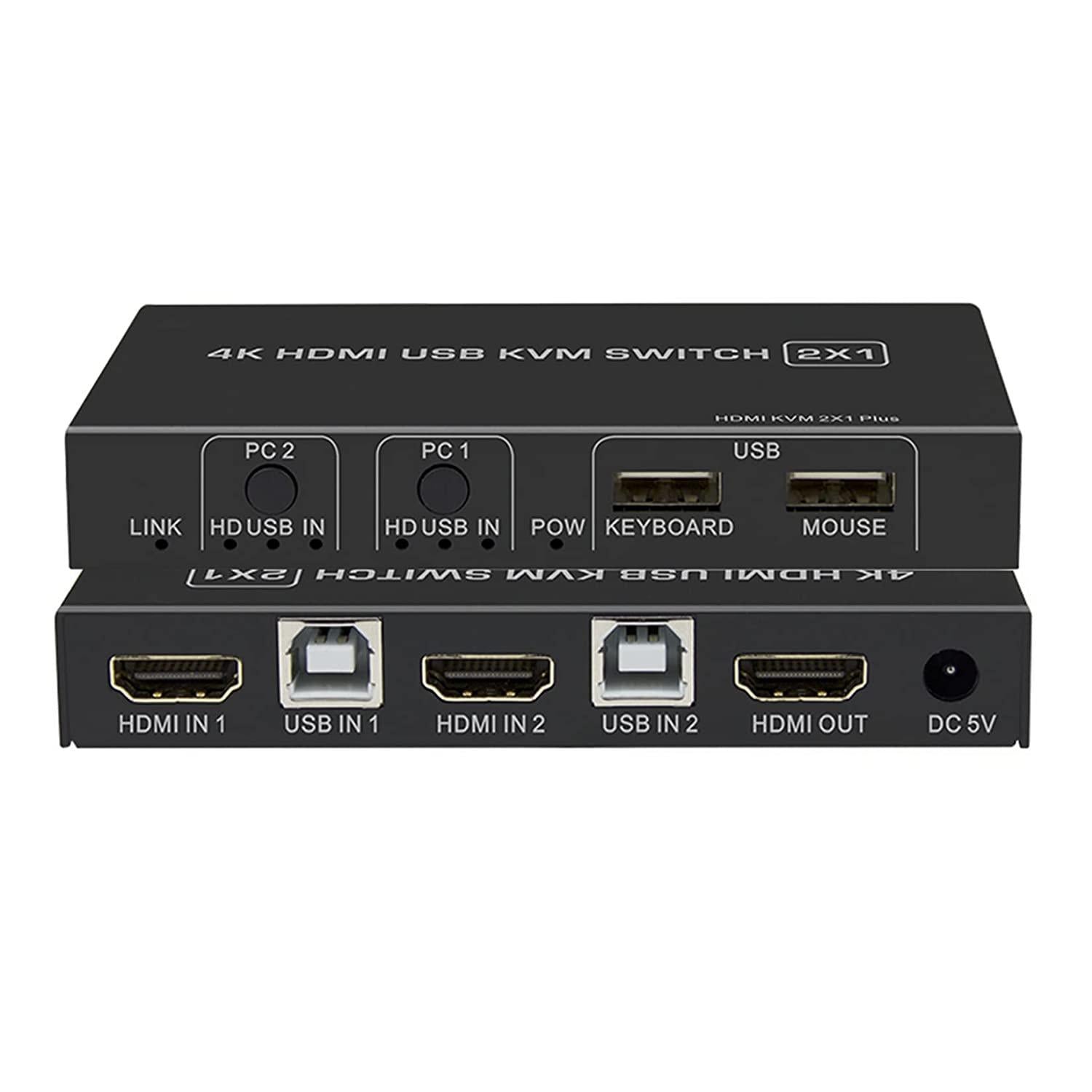 NÖRDIC KVM Switch 2-1 HDMI 2.0 ja 2xUSB Xboxille, PS5:lle, kannettavalle tietokoneelle