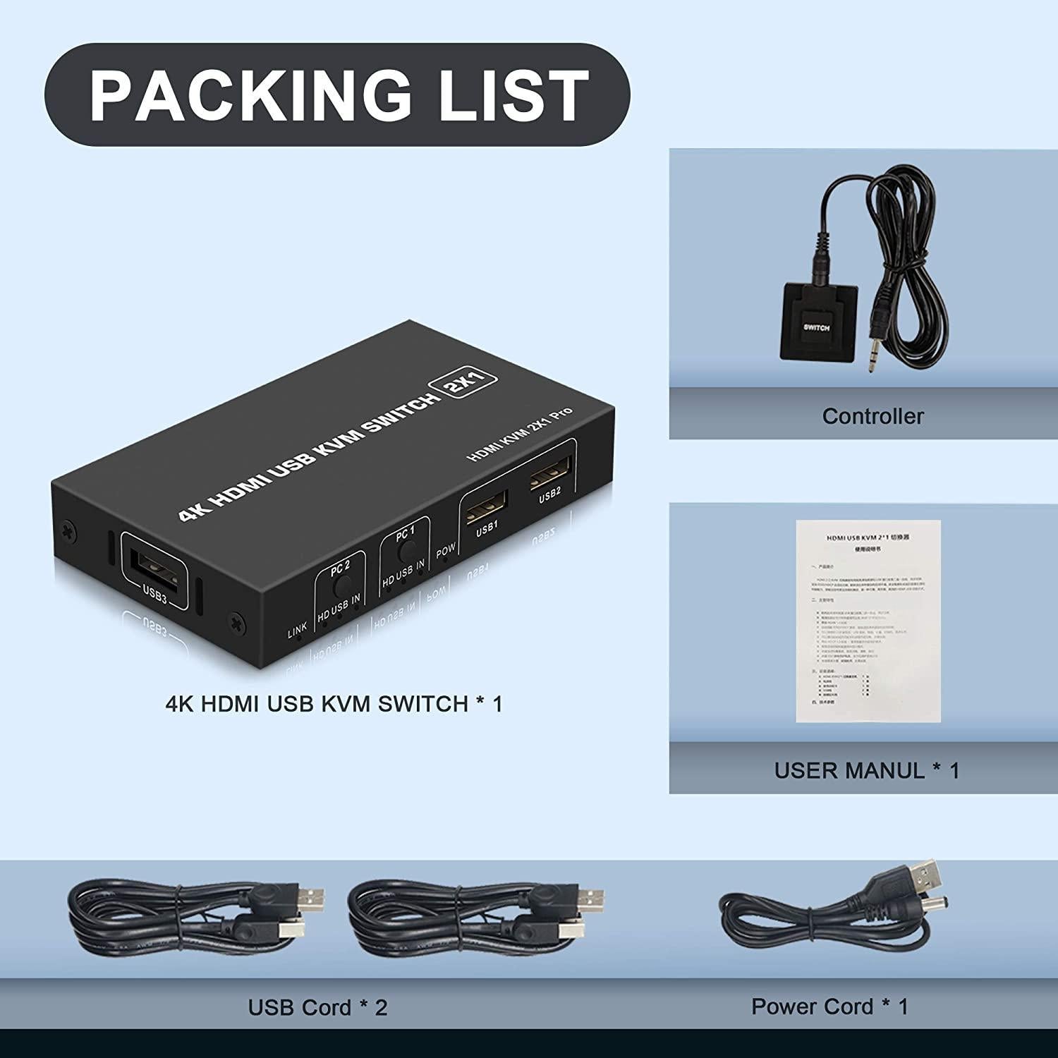 NÖRDIC KVM Switch 2-1 HDMI 2.0 ja 2xUSB Xboxille, PS5:lle, kannettavalle tietokoneelle