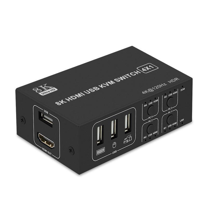 NÖRDIC KVM Switch 4 PC 1xHDMI 8K60Hz ja 4xUSB HDCP 2.2 Xboxille, PS5:lle ja kannettavalle tietokoneelle