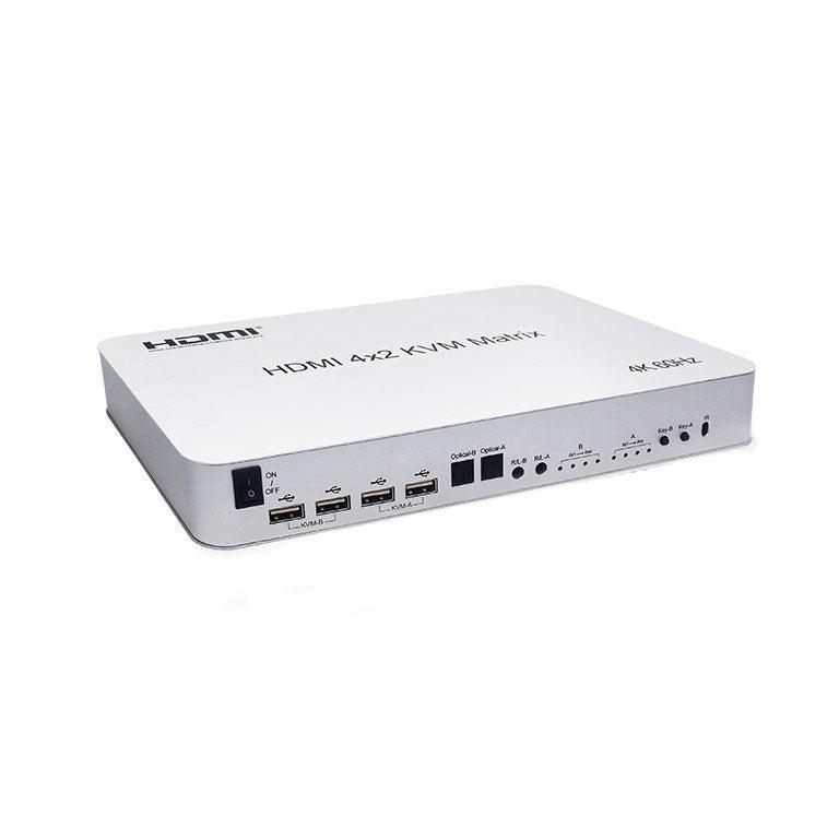 NÖRDIC KVM Switch 4xPC 2xHDMI 4K 60Hz 3D Audio stereo ja Toslink