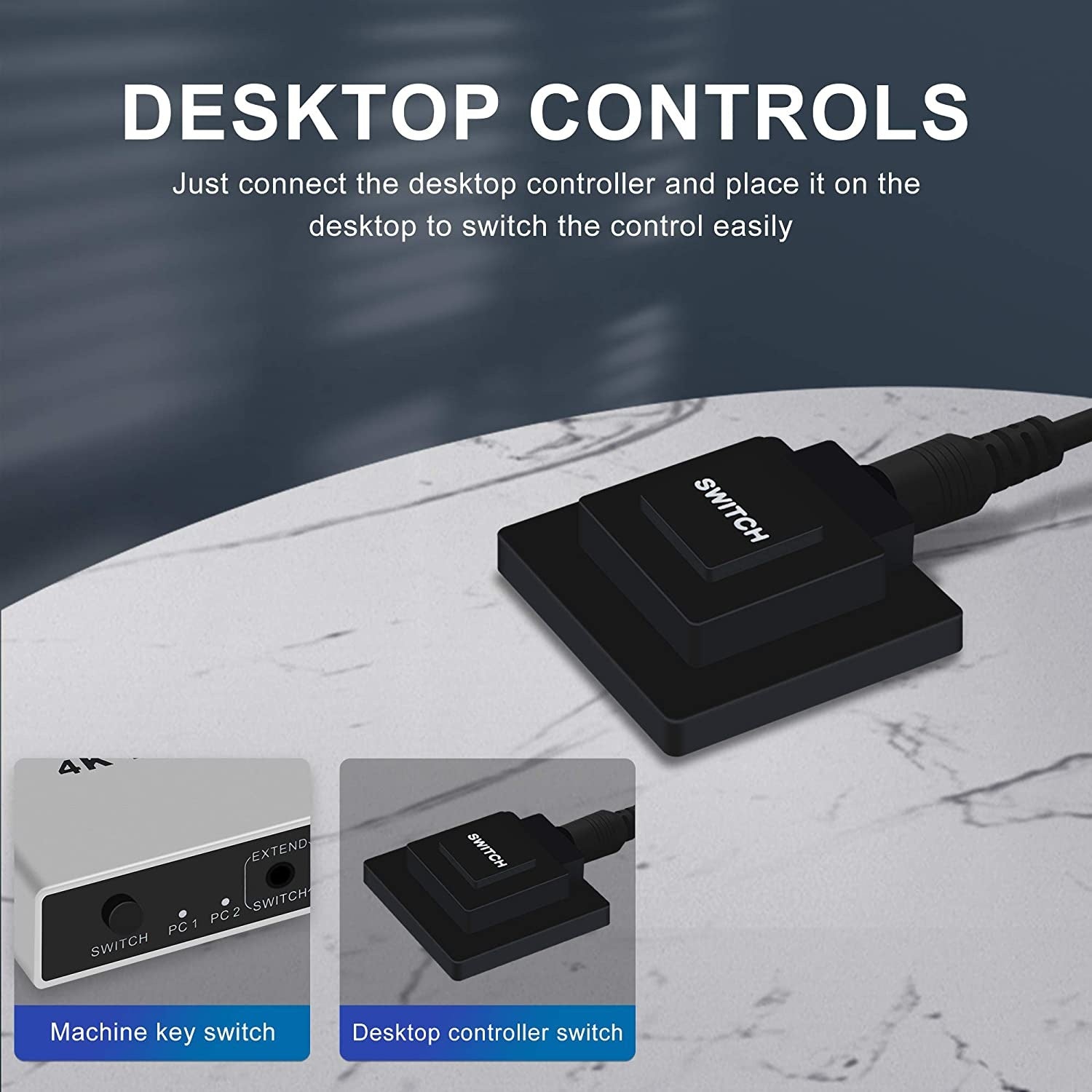 NÖRDIC KVM-kytkin 2, PC 1x DisplayPort 1.2 4K 60Hz ja 4x USB-portti HDCP 2.2