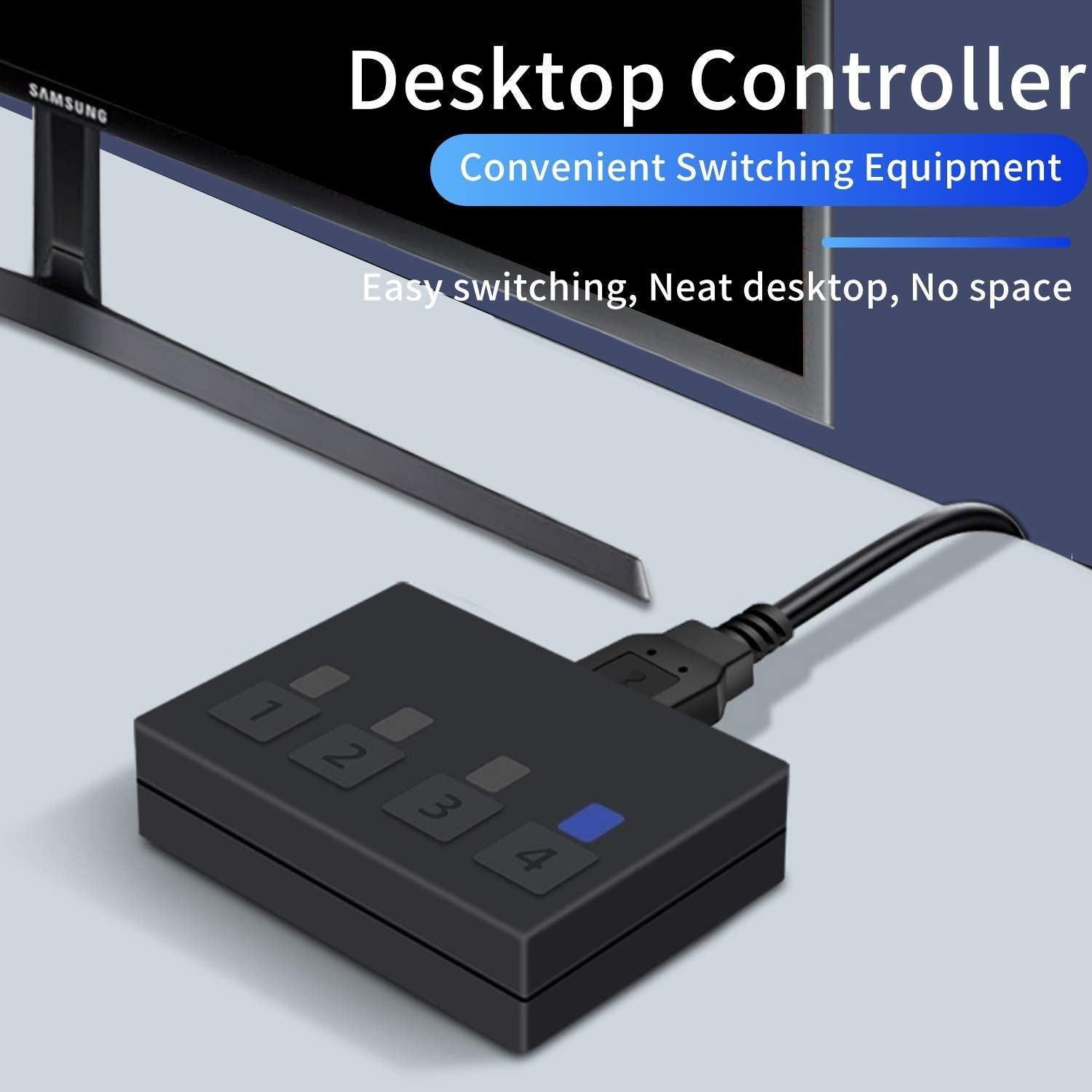 NÖRDIC KVM-kytkin 4, PC 1 DisplayPort 1.2 4K 60 Hz ja 4x USB HDCP 2.2