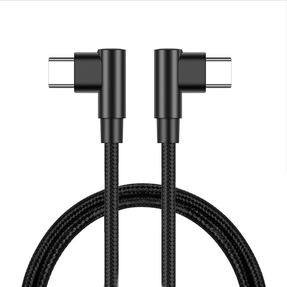 NÖRDIC Kulmikas USB-C-USB-C-kaapeli 60 W synkronointiin ja pikalataukseen musta 1m