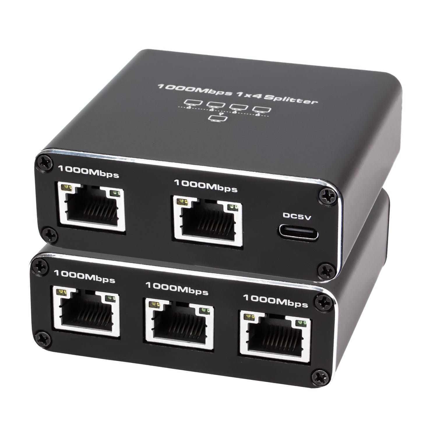 NÖRDIC LAN-jakaja 1–4 1000 Mbps Gigabit Ethernet tietokoneelle, kannettavalle, kytkimelle, hubille, reitittimelle, digitaaliselle televisiolle