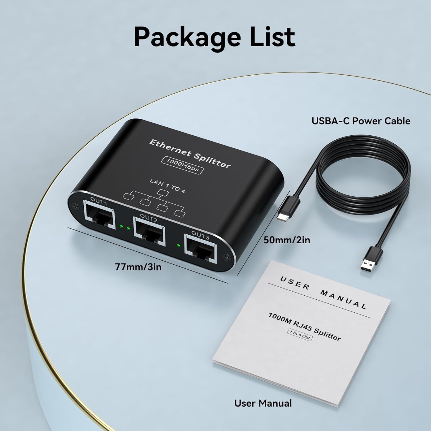 NÖRDIC LAN-jakaja 1–4 1000 Mbps Gigabit Ethernet tietokoneelle, kannettavalle, kytkimelle, hubille, reitittimelle, digitaaliselle televisiolle