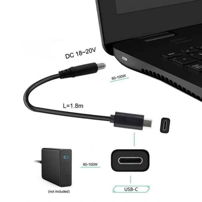NÖRDIC Kannettavan Latauskaapeli USB-C - DC5.5x2.5mm 65W PD 1.5m