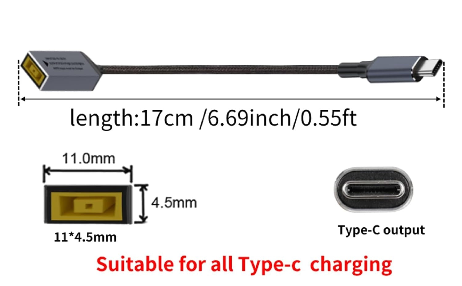 NÖRDIC Lenovo Square Yellow - USB-C-adapteri 17 cm