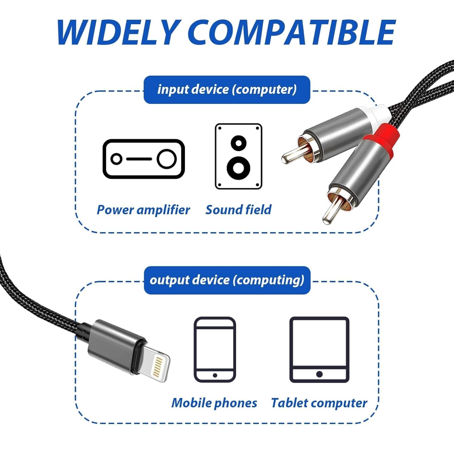 NÖRDIC Lightning (ei MFI) RCA-äänikaapeli 2m