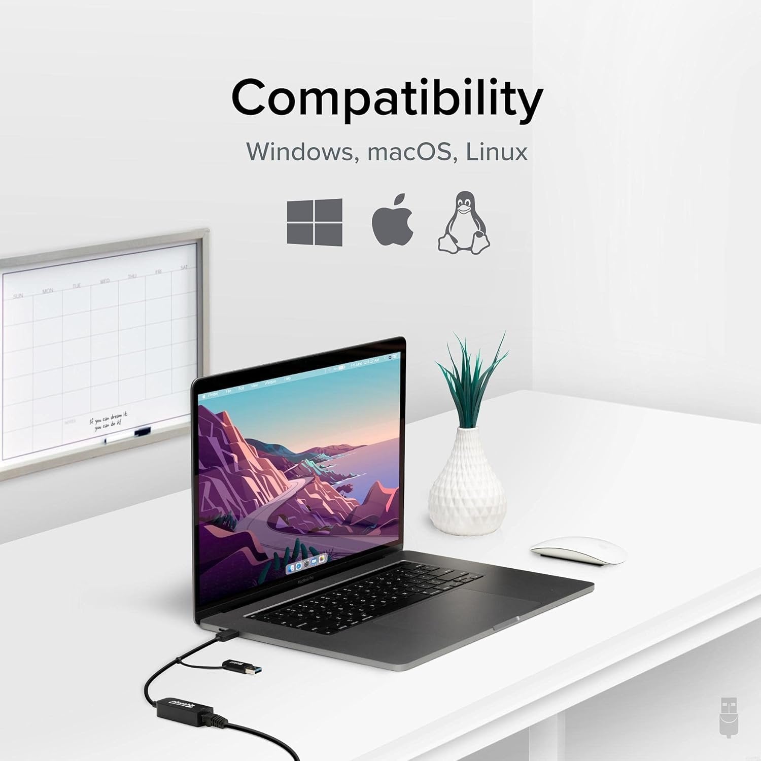 NÖRDIC Verkkosovitin USB-A ja USB-C 3.0 5G Ethernetille