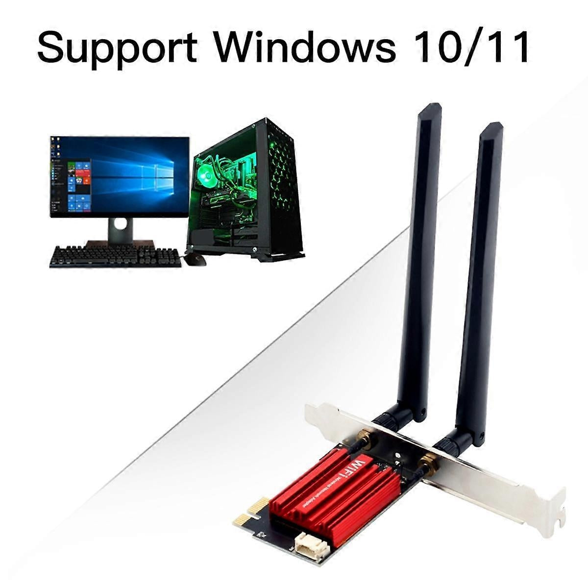 NÖRDIC PCIe AX210 WiFi-kortti, tri-band 6 GHz/5 GHz/2,4 GHz sisäinen verkkokortti, 5400 Mbps, PCIe, 8 dBi, Bluetooth 5.3-sovitin